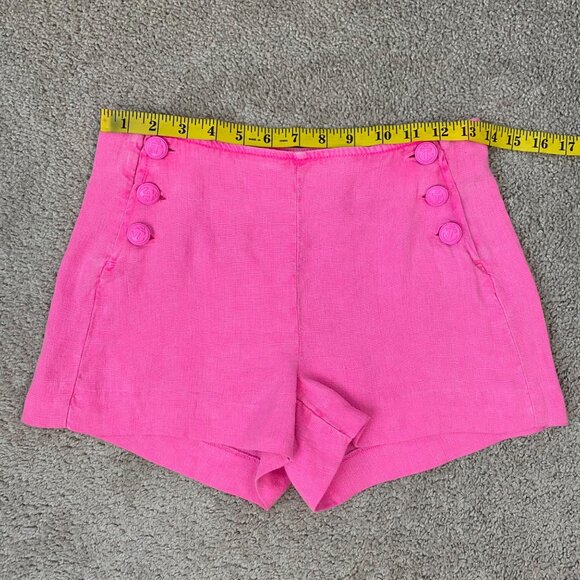 L'Agence Jude High-Rise Sailor Shorts Womens‎ Size 23 Pink Linen Casual Chic - Picture 9 of 11